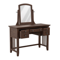 OSP Home Furnishings BP-4201-05K Modern Mission Vanity and Mirror in Vintage Oak Finish